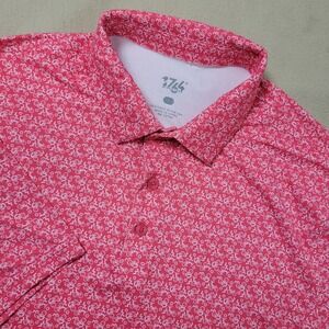 1764 Signature Mens Large Red All Over Bike Performance Stretch Polo